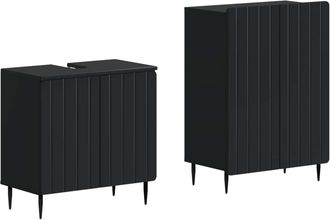 vidaXL Juego De Gabinete De Ba&ntilde;o De 2 Piezas Zwolle Negro Vidaxl