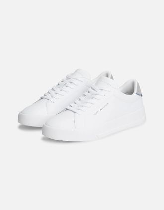 Tommy Hilfiger Mens Tommy Hilfiger Court Leather Detail Mens Trainer - Ecru/Street Green - White - Size: 10.5