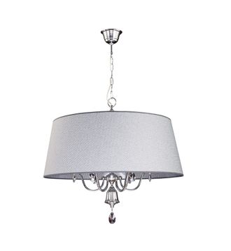 Jupiter Lampadario Cromato Con Cristalli Paralume Grigio 6xe27
