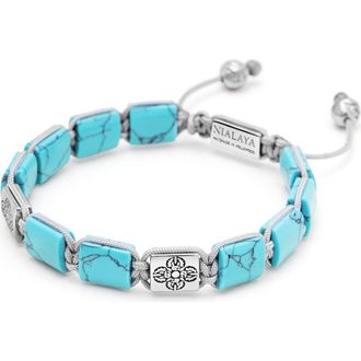 Nialaya Dorje Flatbead Bracelet in Turquoise And Silver at Nordstrom, Size X-Large