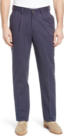 Berle Charleston Khakis Pleated Chino Pants in Navy at Nordstrom, Size 32