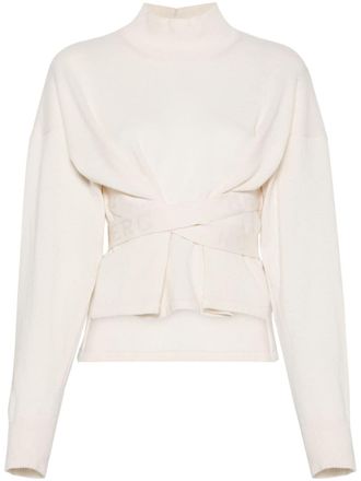Iceberg tie-waist sweater - women - Virgin Wool/Viscose/Wool/Polyamide/Spandex/Elastane - M - White