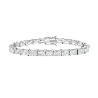 Diana M. Jewels 14kt White Gold 10.00cts Lab Grown East-West Radiant Diamond Tennis Bracelet