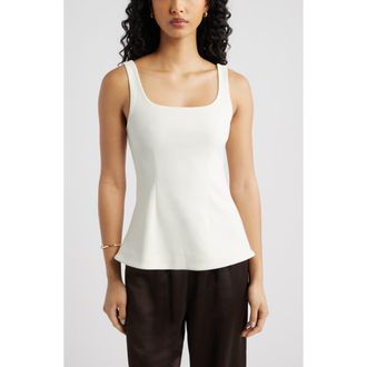 Open Edit Flared Tank in Ivory at Nordstrom, Size Xx-Small