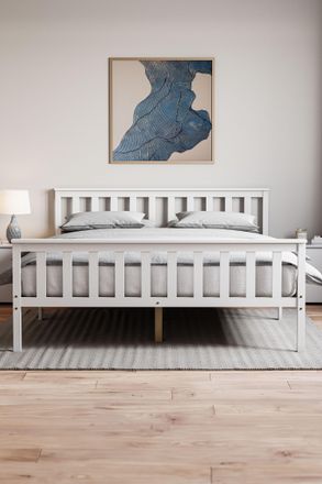 Home Discount Vida Designs Milan Single Double King Wooden Bed Frame High Foot Bedroom Furniture in White