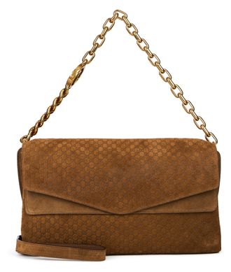 Gucci Womens Shoulder Bag Suede Brown Calfskin Handbags Hand