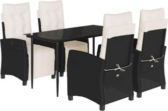 vidaXL Set De Muebles Jard&iacute;n 5 Pzas Con Cojines Rat&aacute;n Sint&eacute;tico Negro Vidaxl