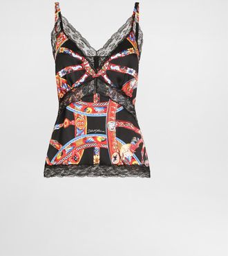 Dolce & Gabbana Carretto-print Silk Satin Top - Woman Shirts And Tops Multicolor 36
