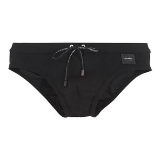 Dolce & Gabbana Beachwear, male, Black, Size: M Logo Swim Briefs
