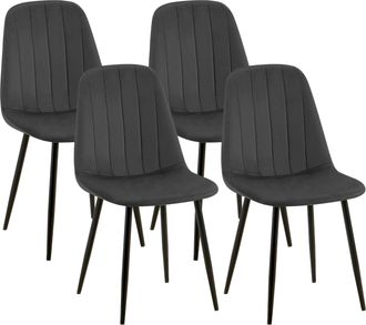 Clp Clp - Juego De 4 Sillas De Comedor Baxter En Terciopelo Gris Oscuro