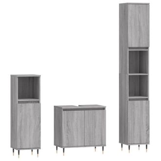 Berkfield Home 3 Piece Bathroom Cabinet Set Grey Sonoma Engineered Wood