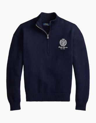 Polo Ralph Lauren Mens Polo Ralph Lauren Half Zip Cotton Sweater 001 Hunter Navy - Size: 38
