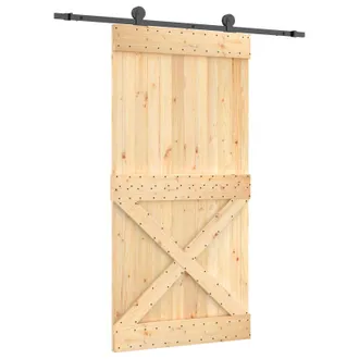 vidaXL Puerta Corredera Natural Y Negro 100 X 210 Cm Vidaxl