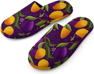 Generic Fruit Pattern Mens Cozy Memory Foam Slippers Warm Cotton House Shoes Comfy Slipper for Indoor Outdoor