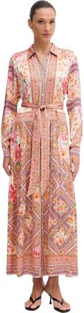 Hale Bob Nicandra Bloemendruk Riem Maxi Jurk - Dames - Maxi kleedjes - Veelkleurig - XL - Satijn - Kleedjes