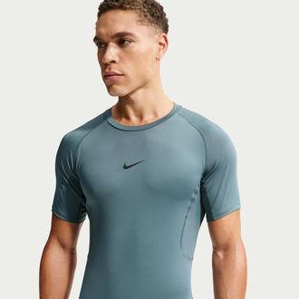 Nike Mens Nike Pro Dri-FIT Tight Short-Sleeve Fitness Top in Grey | FB7932-382