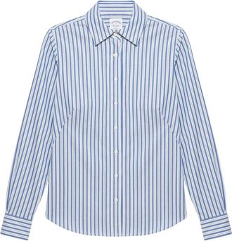 Brooks Brothers Getailleerd gestreept overhemd van Supima-katoen met stretch en non-iron finish - Dames - Overhemden - Veelkleurig - XL - Katoen - Overhemden