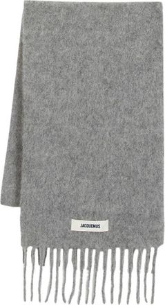 Jacquemus Grijze Wollen Sjaal - Carro Stijl - Dames - Wintersjaals - Grijs - ONE Size - Wol - Accessoires
