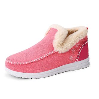 Generic Orthopedic Fleece Slip-On Boots,Womens Warm Plush Lined Non-Slip Flat Shoes Winter Casual Ankle Booties Shoes (Pink,4.5)