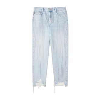 Patrizia Pepe Patrizia Pepe, Straight Jeans, female, Blue, Size: W26 Cigarette Jeans with Rhinestones