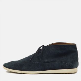 Tod's Tods Deep Blue Suede Lace Up Ankle Boots
