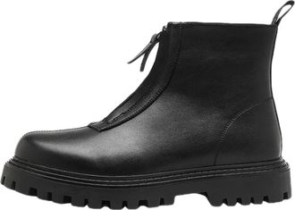 Generic Mens Chelsea Boots Lrregular Bottom Front Zip Cowhide Leather Slip On Wearable Waterproof Non Anti-slip Dress Slip On(6.5 UK)