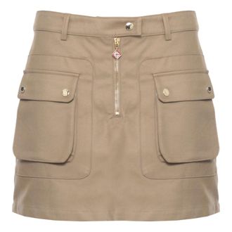 Casablanca Short Skirts, female, Beige, Size: XS Cotton Pocket Mini Skirt