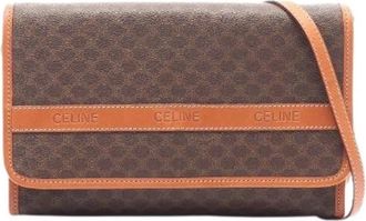 Celine Pre-owned Macadam PVC Coated Canvas Leather Shoulder Bag - Dames - Vintage Schoudertas - Bruin - ONE Size - Leer - Vintage