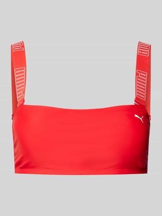 Puma Bustier-Bikini-Oberteil mit Logo-Print in Rot, Größe XL