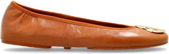 Tory Burch Leren balletflats - Dames - Ballerinas - Bruin - 35 1/2 EU - Leer - Schoenen