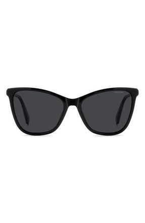 Polaroid 55mm Polarized Cat Eye Sunglasses in Black/Grey at Nordstrom