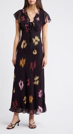 Rails Neela Blurred Floral Ruffle Maxi Dress in Onyx Blurred Floral at Nordstrom Rack, Size Xx-Small