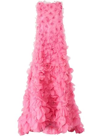 Carolina Herrera floral-appliqu&eacute; gown - women - Nylon - 6 - Pink