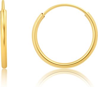MAX + STONE 14k Yellow Gold 1mm Tube Flex Continuous Hoop Earrings 10MM-25MM