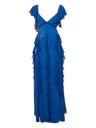 Elie Saab 2024 georgette dress - women - Silk/Viscose/Polyamide/Polyester - 44 - Blue
