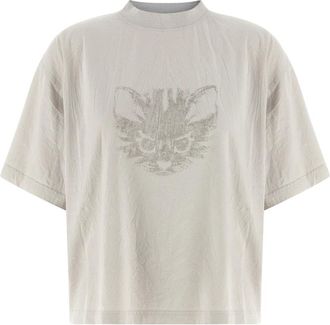 Balenciaga Tops, Dames, Wit, S, Katoen, Kittycat Cropped T-Shirt
