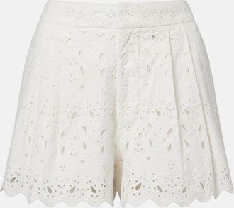 Frame Denim Paisley Eyelet cotton shorts