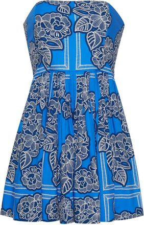 Cara Cara Torres strapless mini-jurk met bloemenprint - Blauw