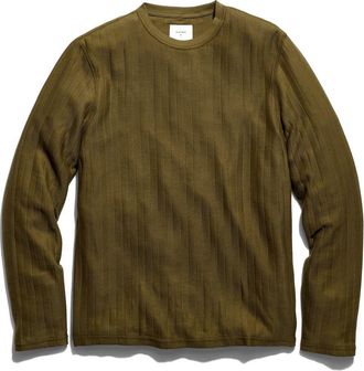 Billy Reid Herringbone Crewneck Long Sleeve T-Shirt in Dark Olive at Nordstrom, Size Xx-Large