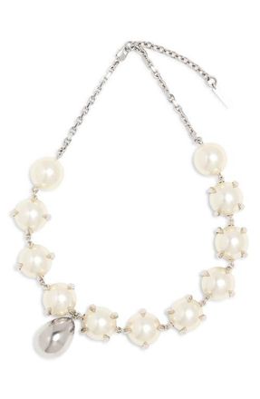 Givenchy Spiky Faux Pearl Necklace in Ivory/Silver at Nordstrom