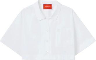 La DoubleJ Camicia crop con ricamo - Bianco