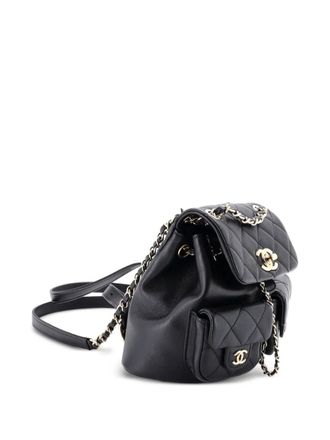 Chanel Duma Pockets Drawstring Quilted Calfskin Small backpack - Nero