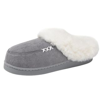 Generic Womens Slippers Womens Winter Fuzzy Shoes Cozy Indoor Outdoor Comfortable Soft Warm Slip On Slides For Ladies Plush Home Footwear Ladies Slippers(Grey