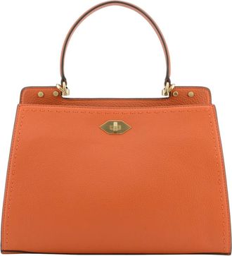 Pourchet Tassen, Dames, Oranje, ONE Size, Leer, Oranje handtas Maat L - van leer