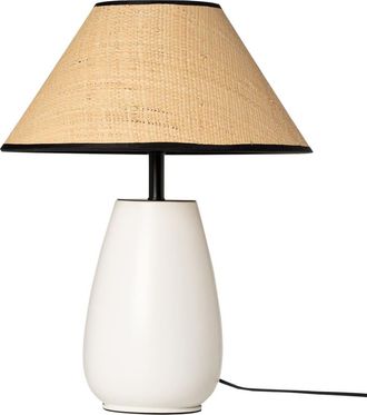 Koketto Home Lámpara de mesa de cerámica con pantalla de tela de rafia