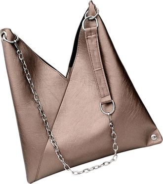 Frcolor Large Capacity PU Women Shoulder Bag with Chain Strap Versatile Crossbody Tote for Party Shopping Dating Fashion Handbag in Golden for Everyday Use