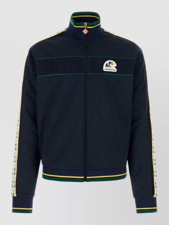 Casablanca tech fabric sweatshirt ribbed collar cuffs hem
