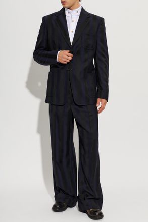 Vivienne Westwood Wool Blazer With Striped Pattern, Mens, Navy Blue