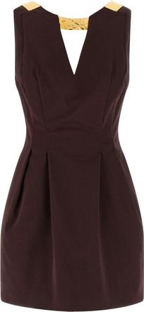 Elisabetta Franchi Brown Metal plaque dress