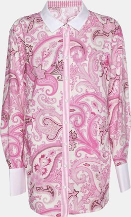 Basler Pink Paisley Print Cotton Blend Long Sleeve Shirt